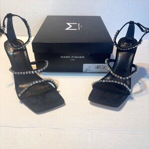 Marc Fisher Womens DEZZI Rhinsestone straps Open Toe Pumps Size 9